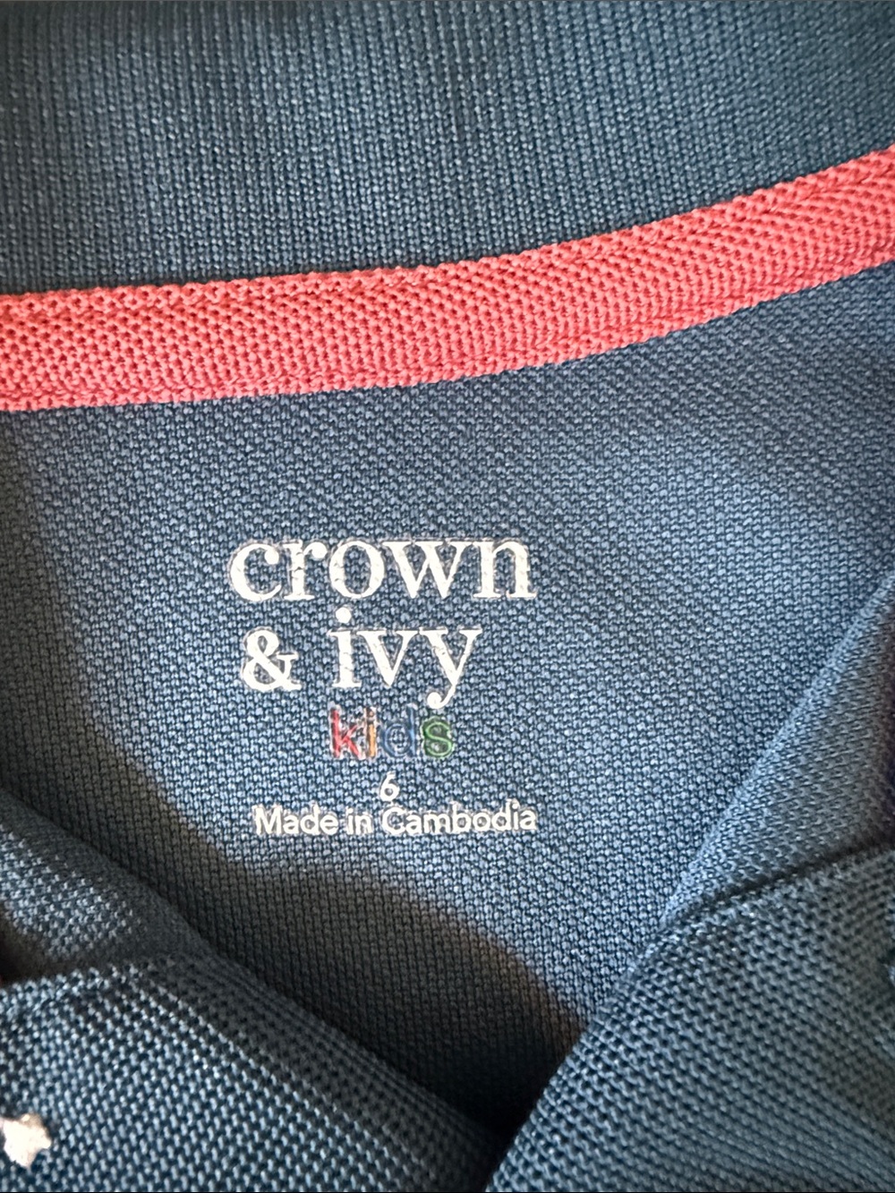 crown & ivy Navy Polo with Pink Contrast Trim - Picture 2 of 4